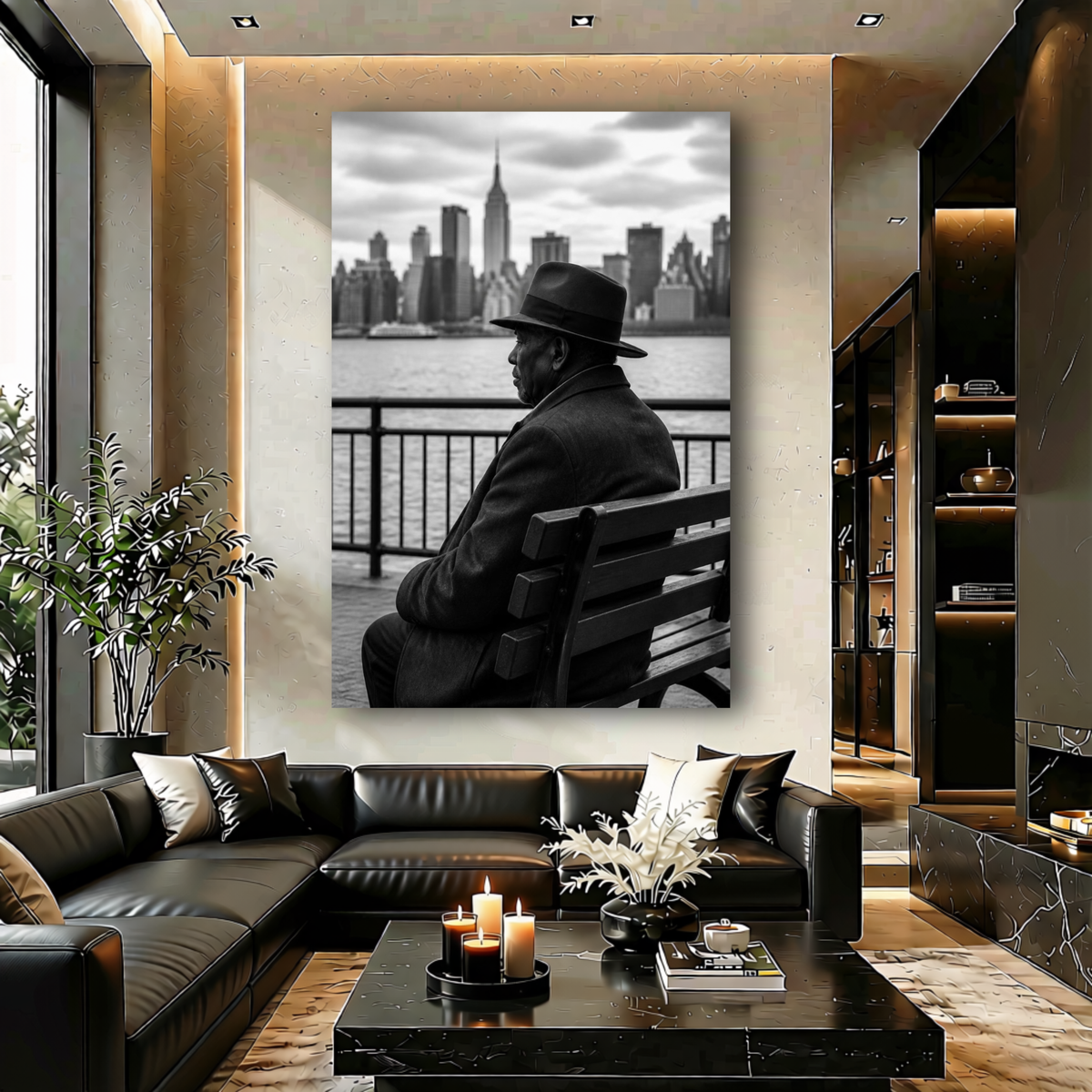 African American Man Wall Art – NYC Black & White Canvas Print | Urban Decor
