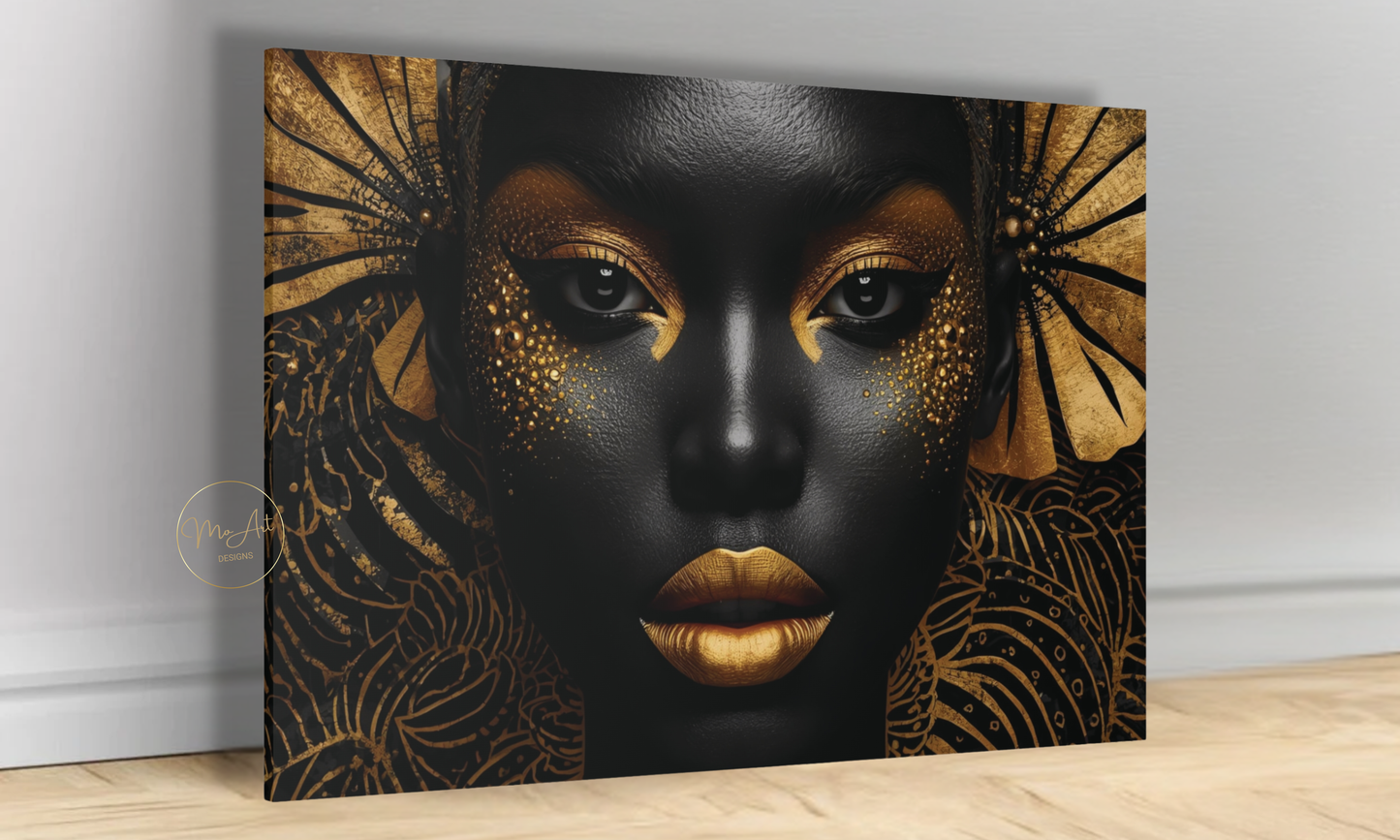 Black & Gold Afrocentric Wall Art / Canvas Print