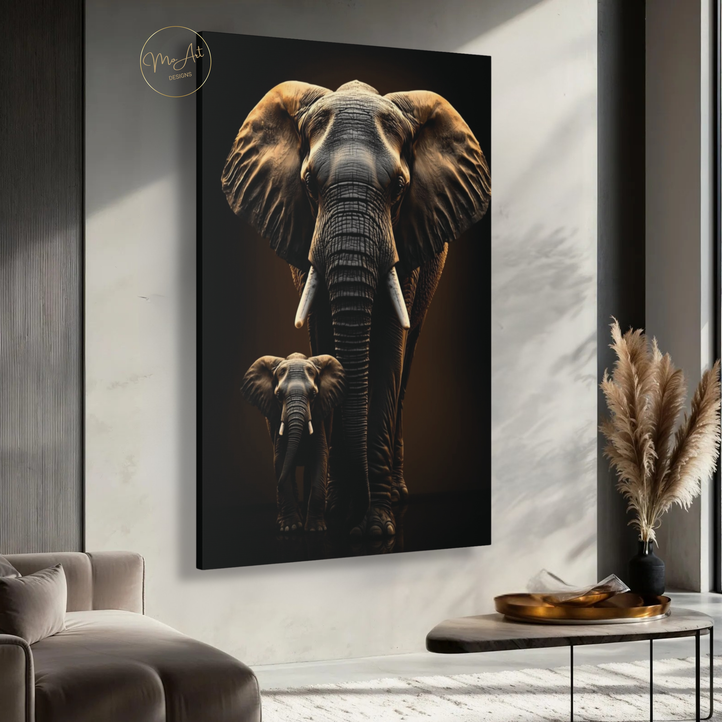 Black & Gold Elephant Wall Art – Unbreakable Bond / Canvas Print