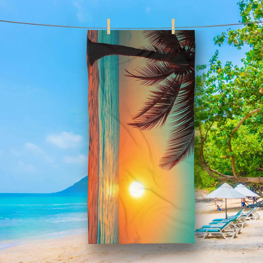Tropical Sunrise on the Beach - Luxurious Beach Towel