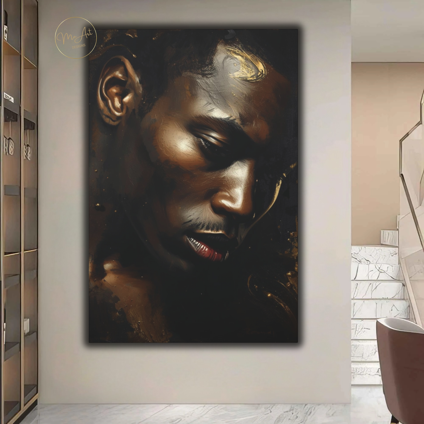 Black Man Wall Art – Quiet Power | Black & Gold Luxury Masculine Canvas Print