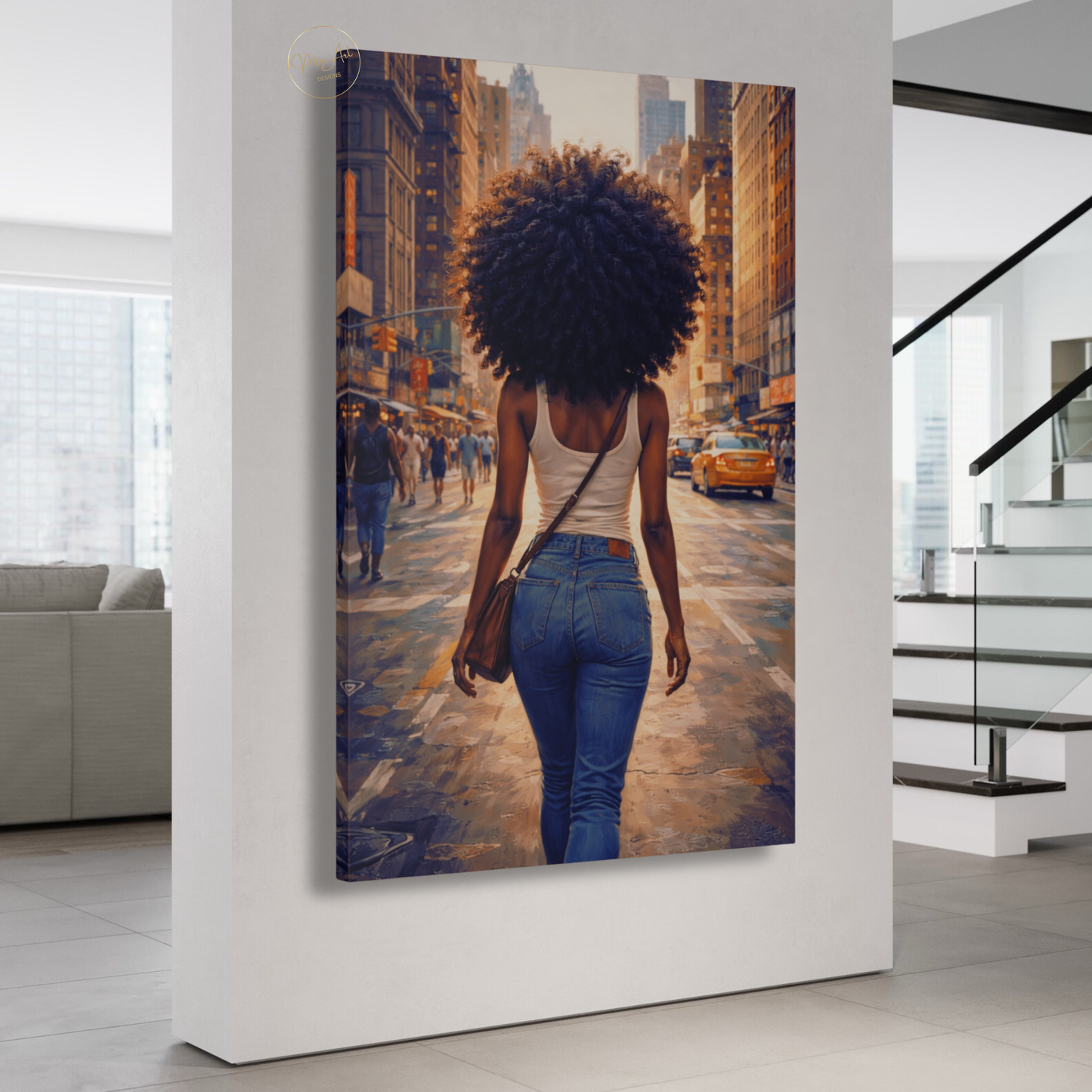 Black Woman Wall Art – Afrocentric Urban New York Street Canvas Print