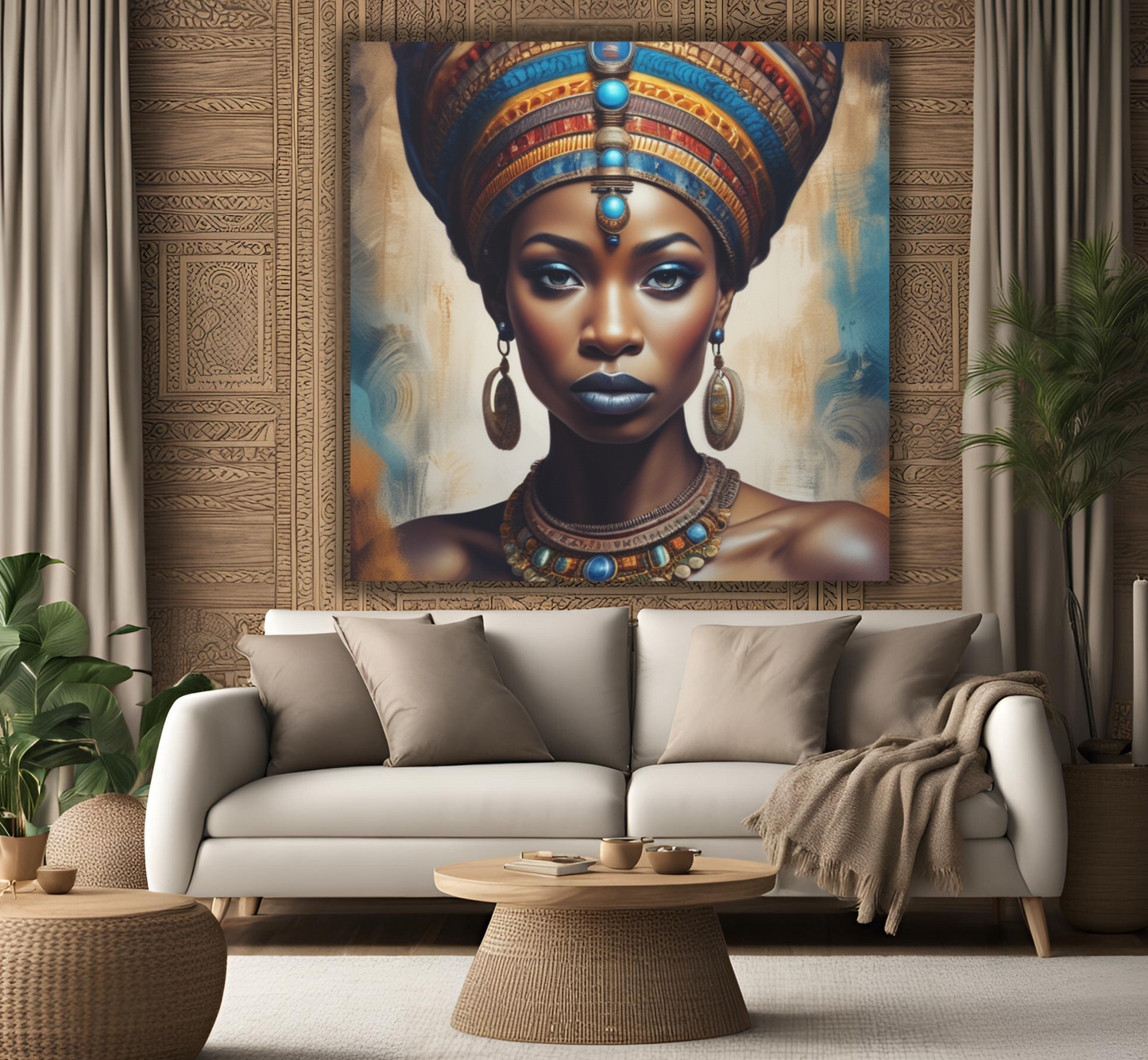 Beautiful African Woman with Hazel Eyes - Canvas Wall Art