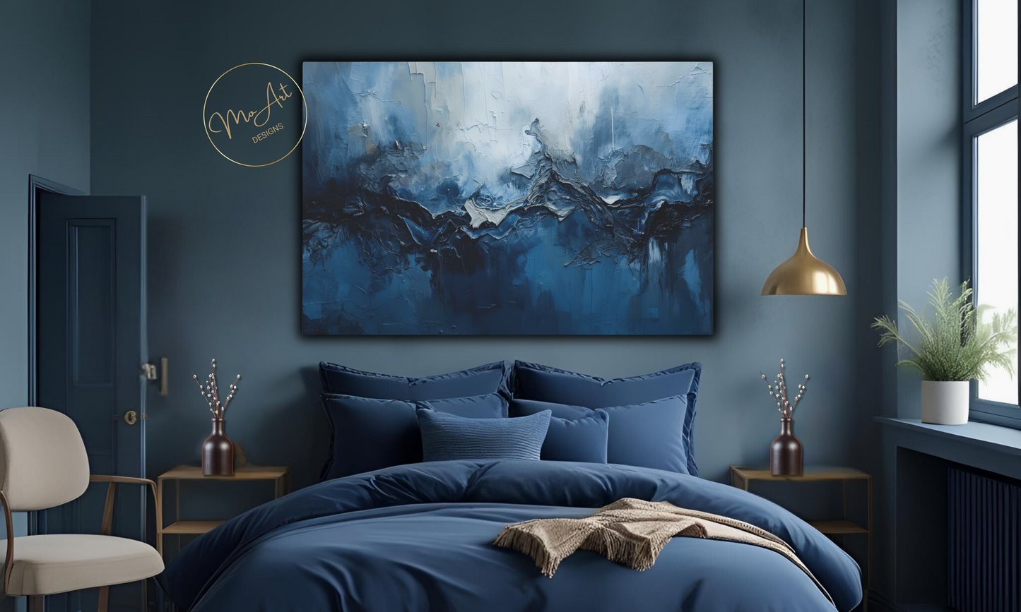 Abstract Blue & Grey Canvas Wall Art