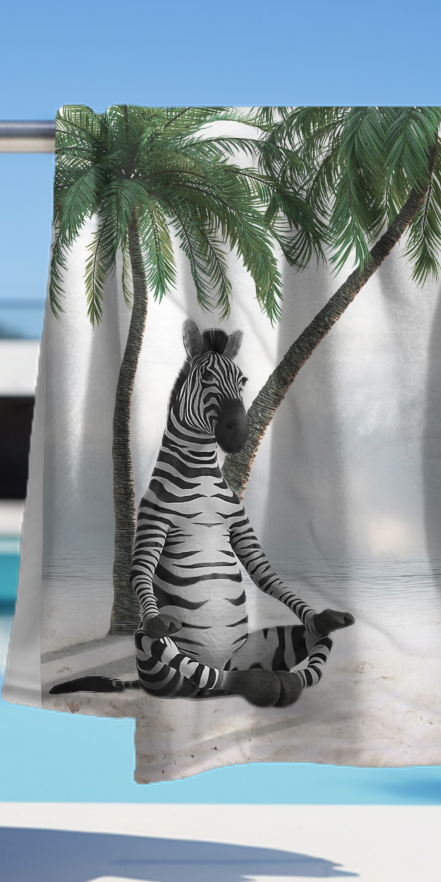 Cute Zebra at Beach -  Beach Towel