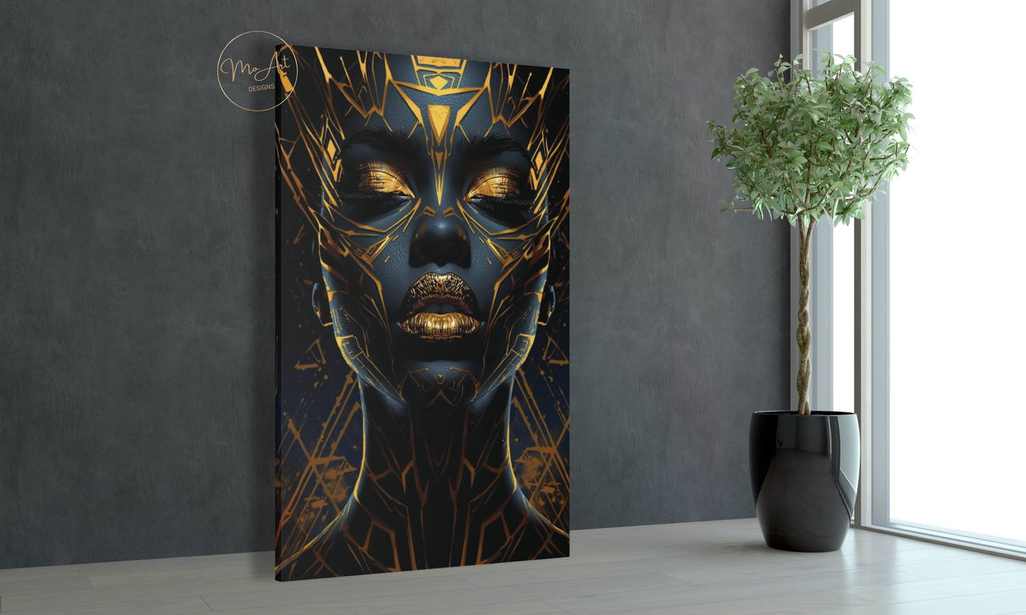 Black & Gold Woman Wall Art – Divine Authority / Canvas Print