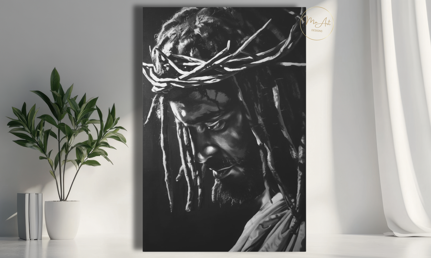 Black Jesus - Crown of Thorns Wall Art / Canvas Print