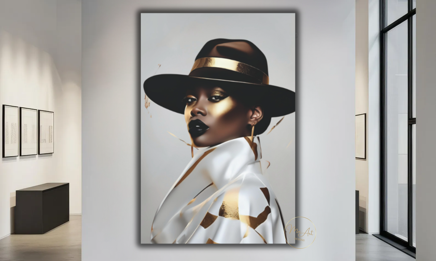 Fedora Elegance – Black Woman Luxury Wall Art / Canvas Print