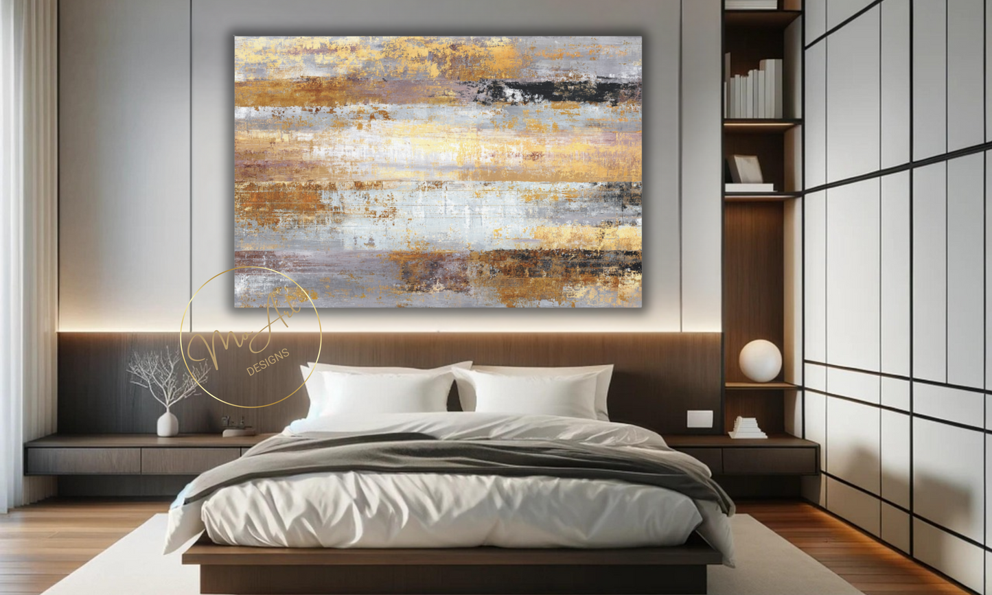 Abstract Gold, Brown, Gray and Black Canvas Wall Art