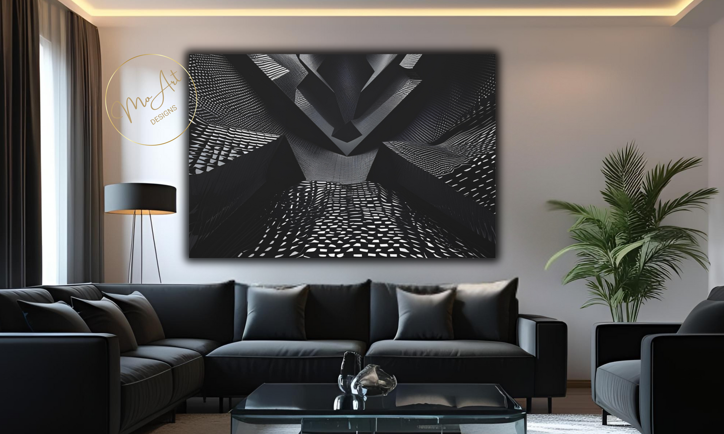 Black Futuristic Abstract  Canvas Wall Art