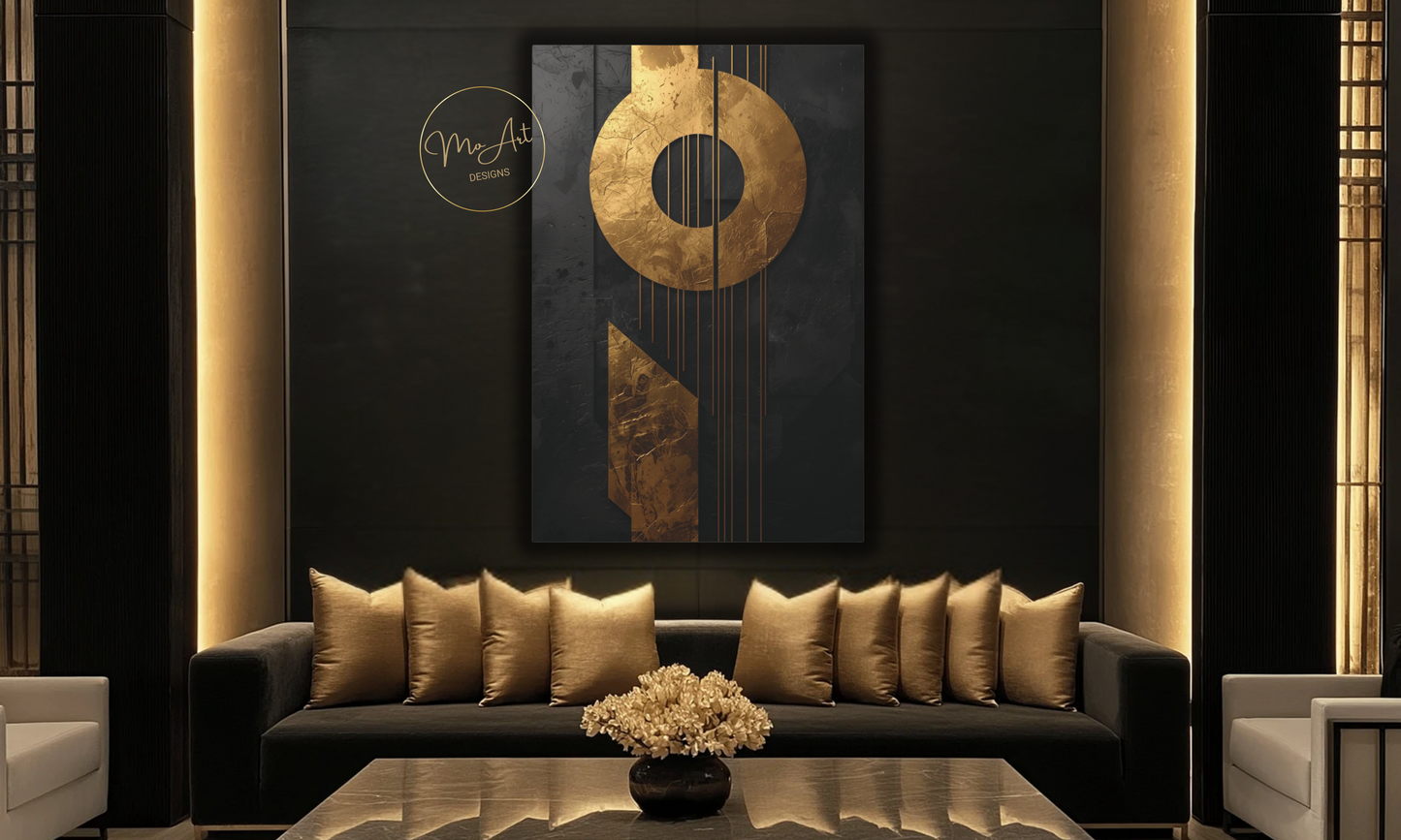Gold & Black Geometric Canvas Wall Art