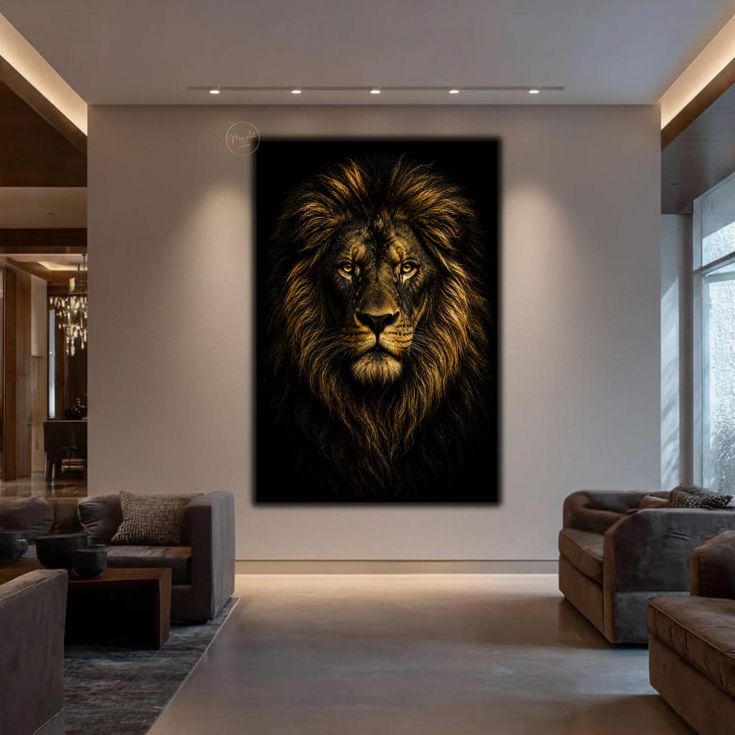 Black & Gold Lion Wall Art – Majestic Lion Canvas Print | Luxury Animal Artwork for Modern Home Decor
