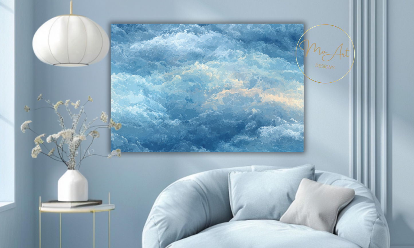 Abstract Blue Clouds Canvas Wall Art