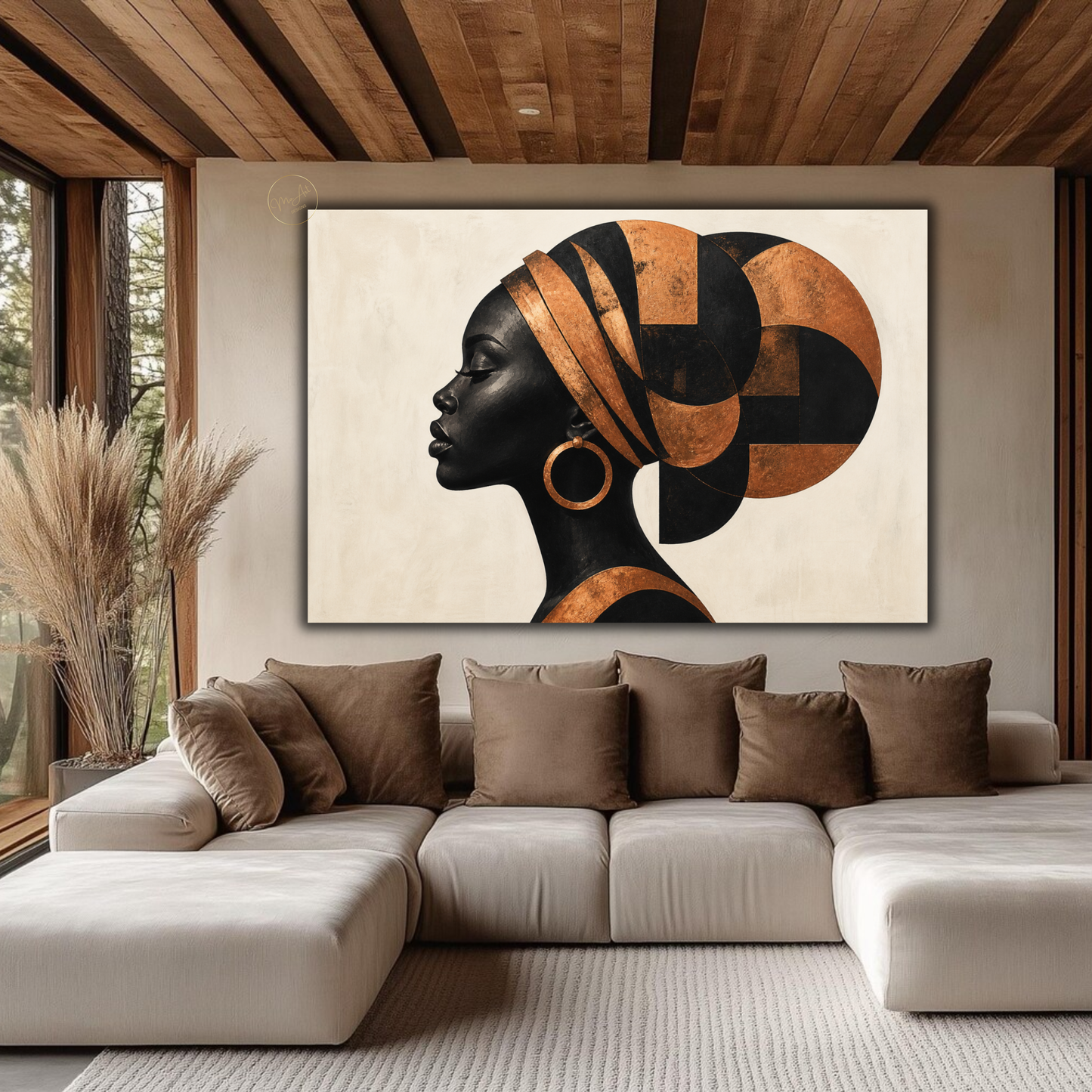 Black Woman Wall Art – Timeless Beauty | Abstract in Copper & Black Canvas Print