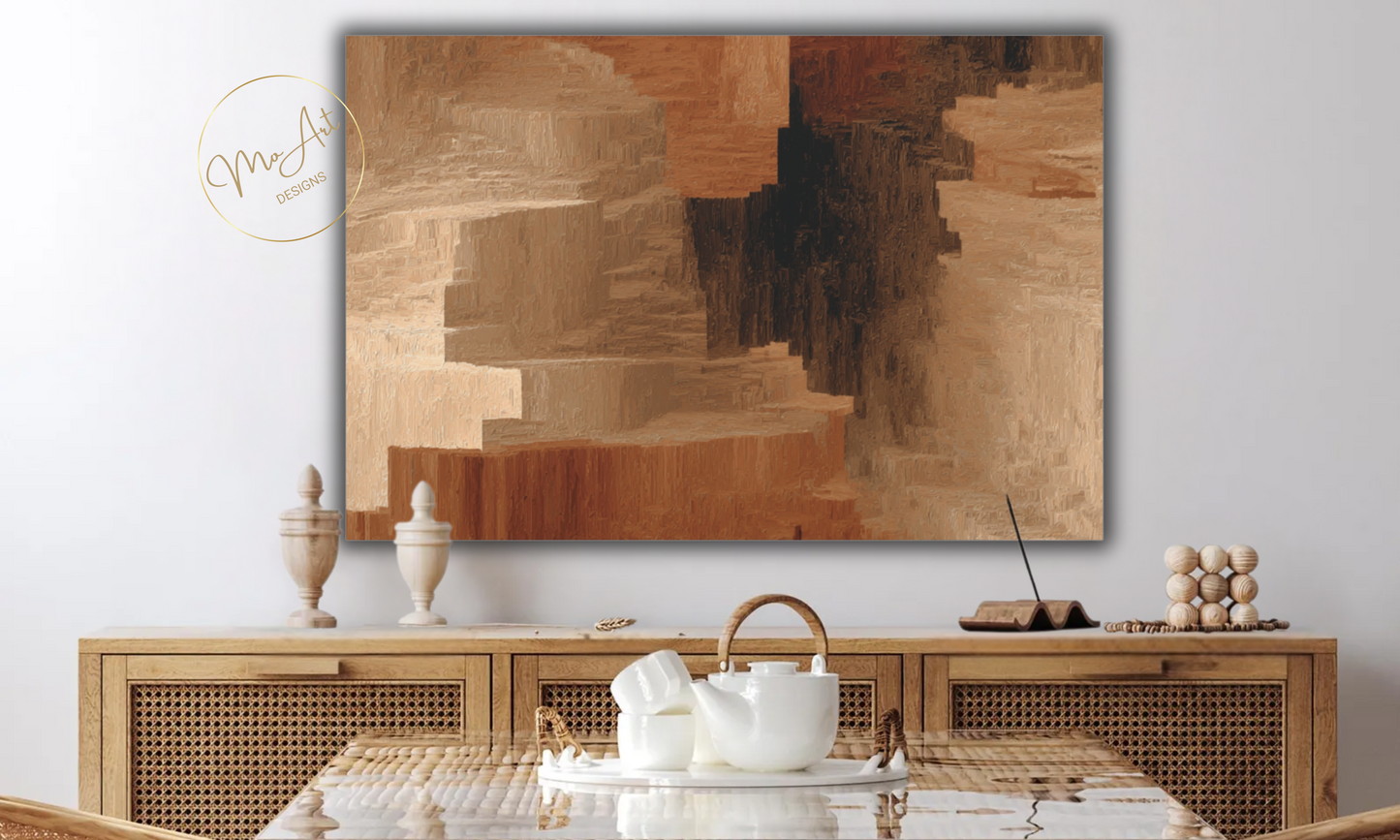 Modern Brown and Beige Abstract Canvas Wall Art