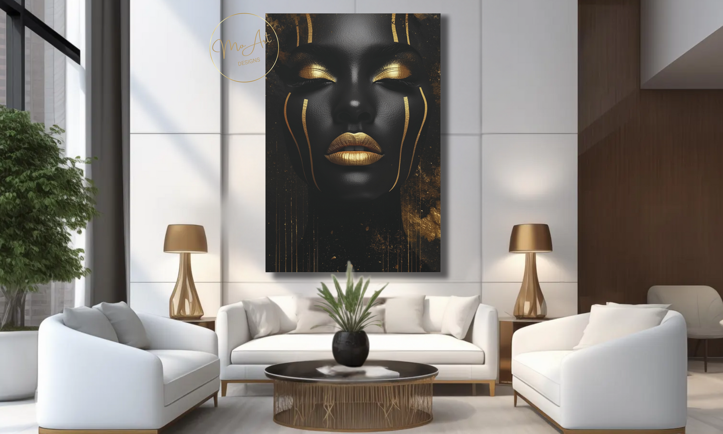 Black and Gold Woman Abstract – Luxury Canvas Wall Art