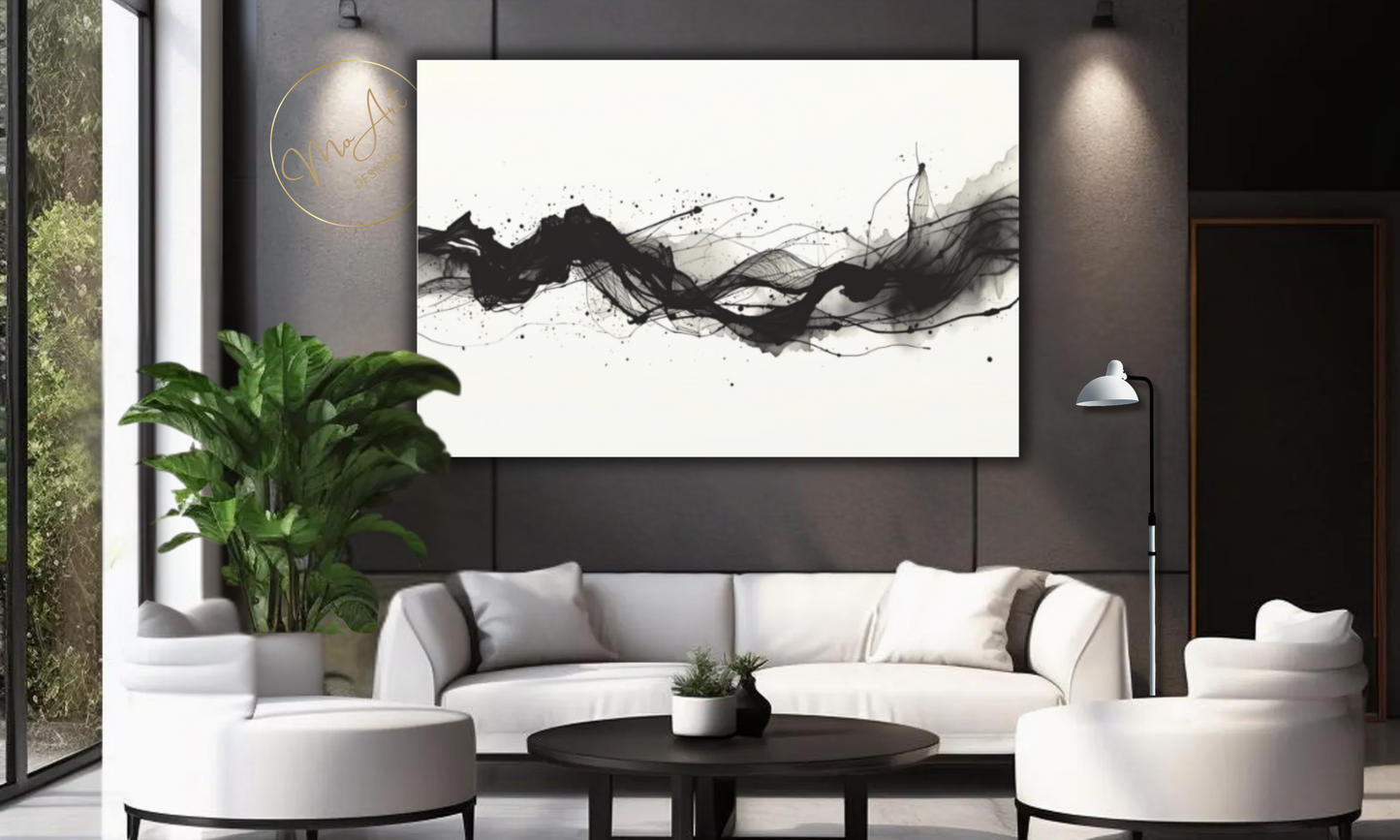 Abstract Black & White Minimalist Canvas Art