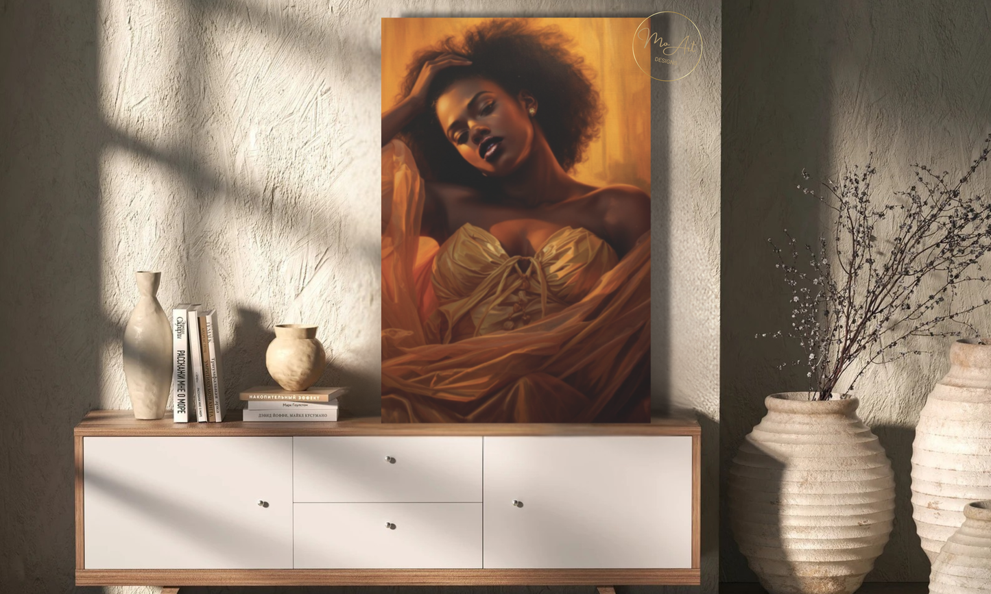 Golden Seduction – Black Woman Wall Art / Canvas Print