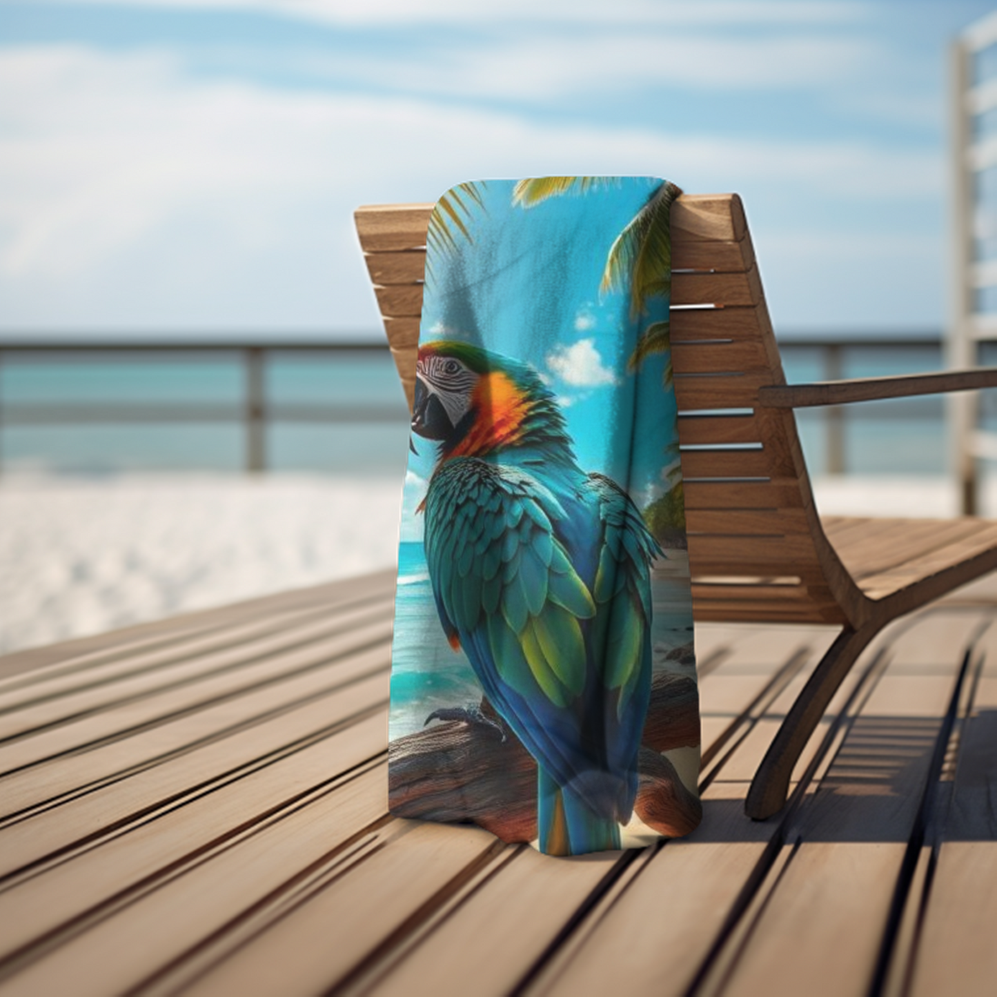 Vibrant Blue Parrot Paradise -  Beach Towel