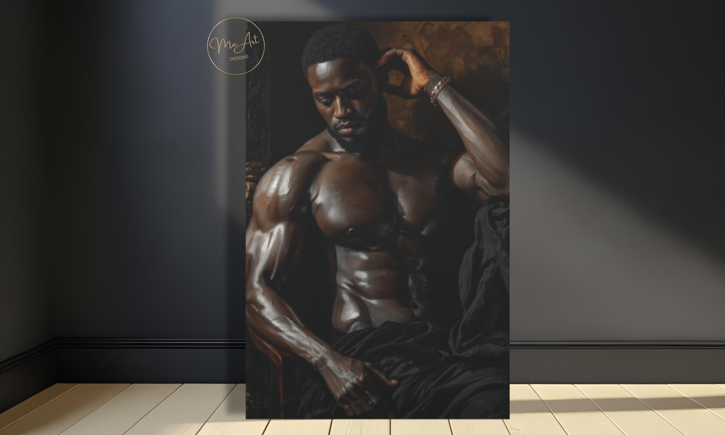 Midnight Strength – Sensual Black Man Wall Art / Canvas Print