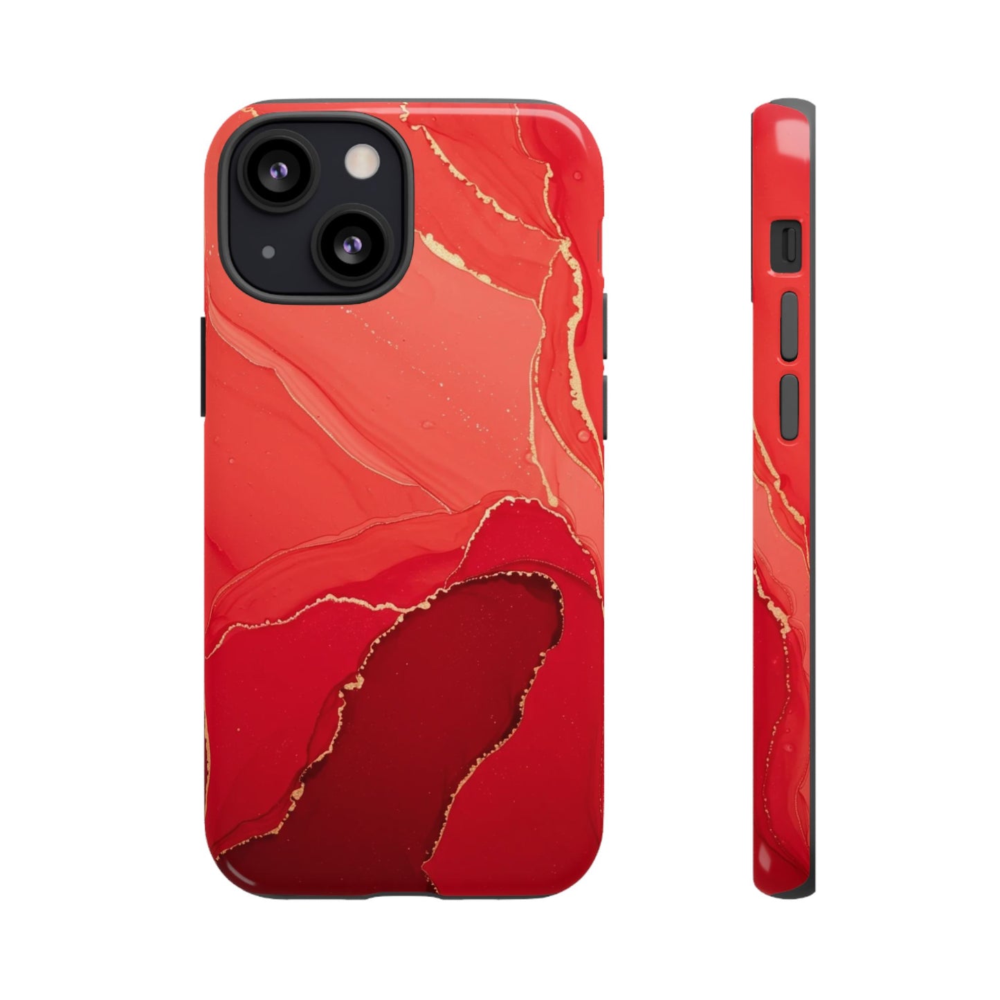 Red & Gold Marble Design - Tough Phone Case - iPhone or Samsung Phones