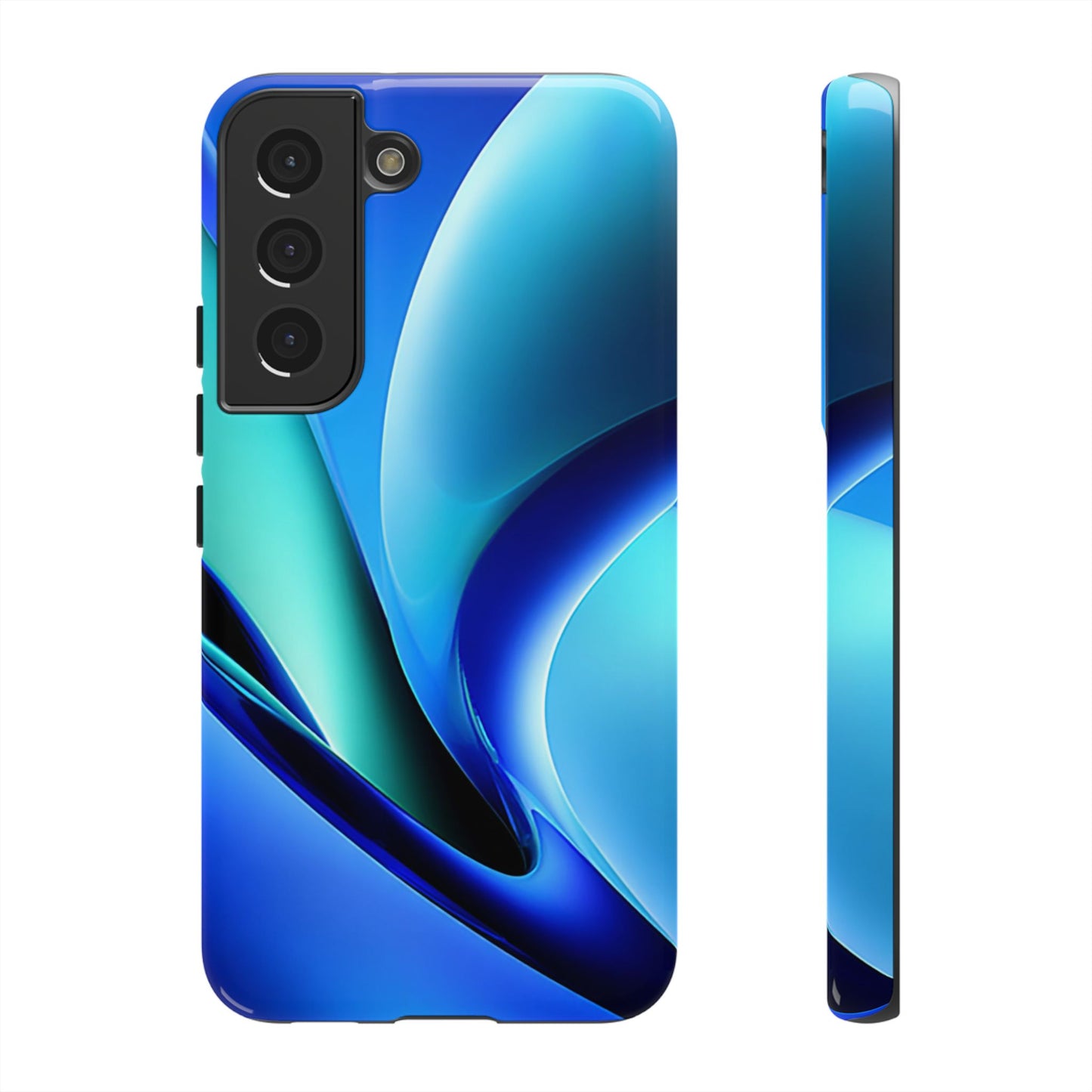 Abstract Blue/Turquoise Tough Phone Case – Compatible with iPhone & Samsung