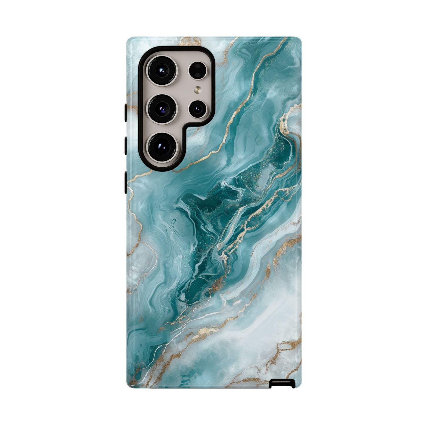 Stylish Turquoise Marbled Tough Phone Case for Ultimate Protection, iPhone or Samsung Phone Case