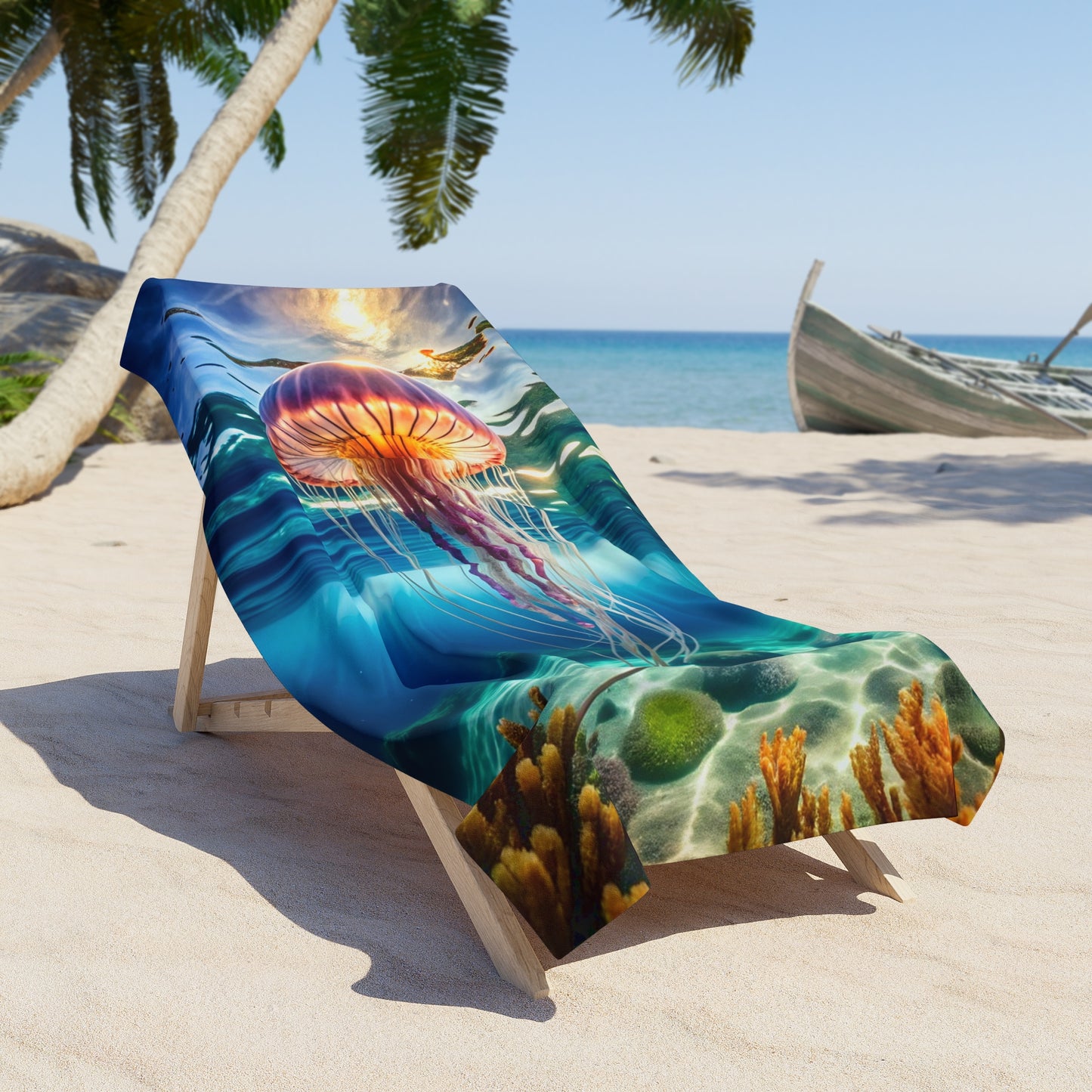 Tropical Waves and Jellyfish Dreams  - Beach Towel