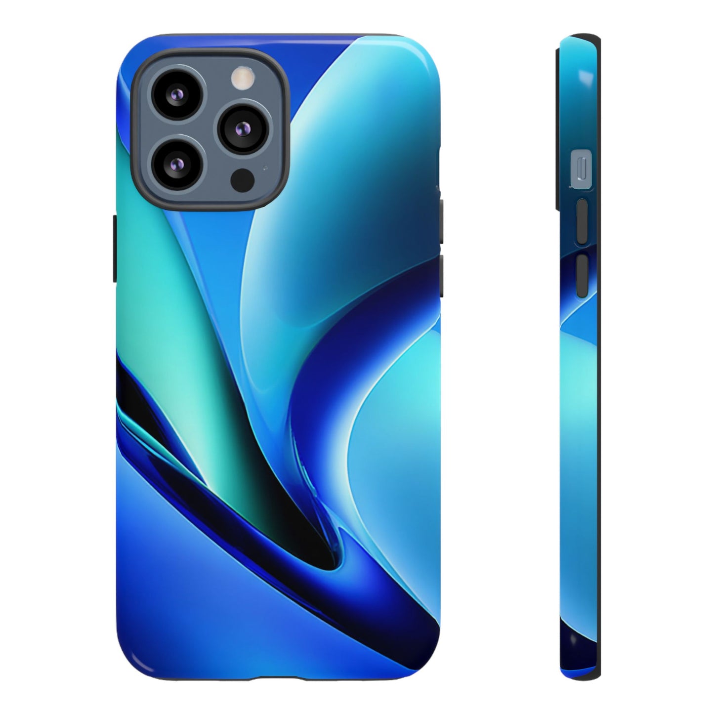 Abstract Blue/Turquoise Tough Phone Case – Compatible with iPhone & Samsung