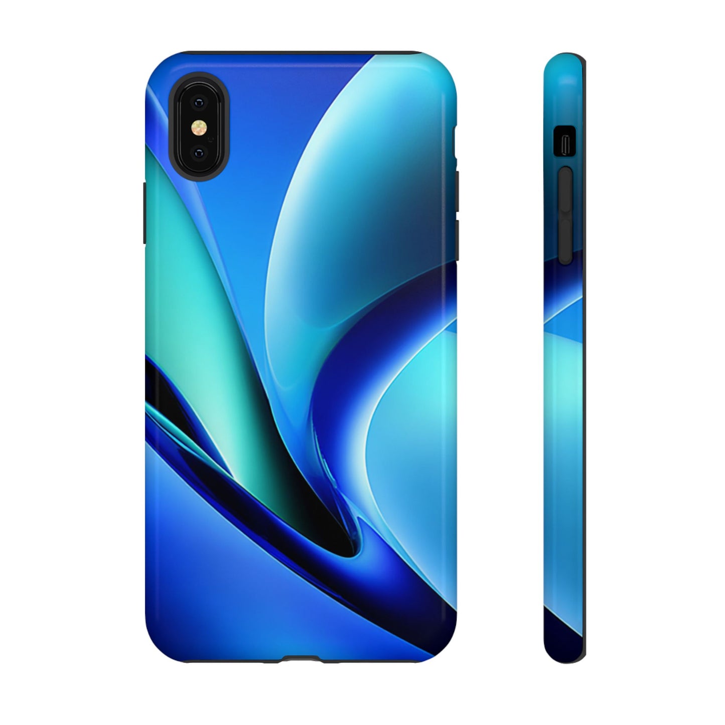 Abstract Blue/Turquoise Tough Phone Case – Compatible with iPhone & Samsung