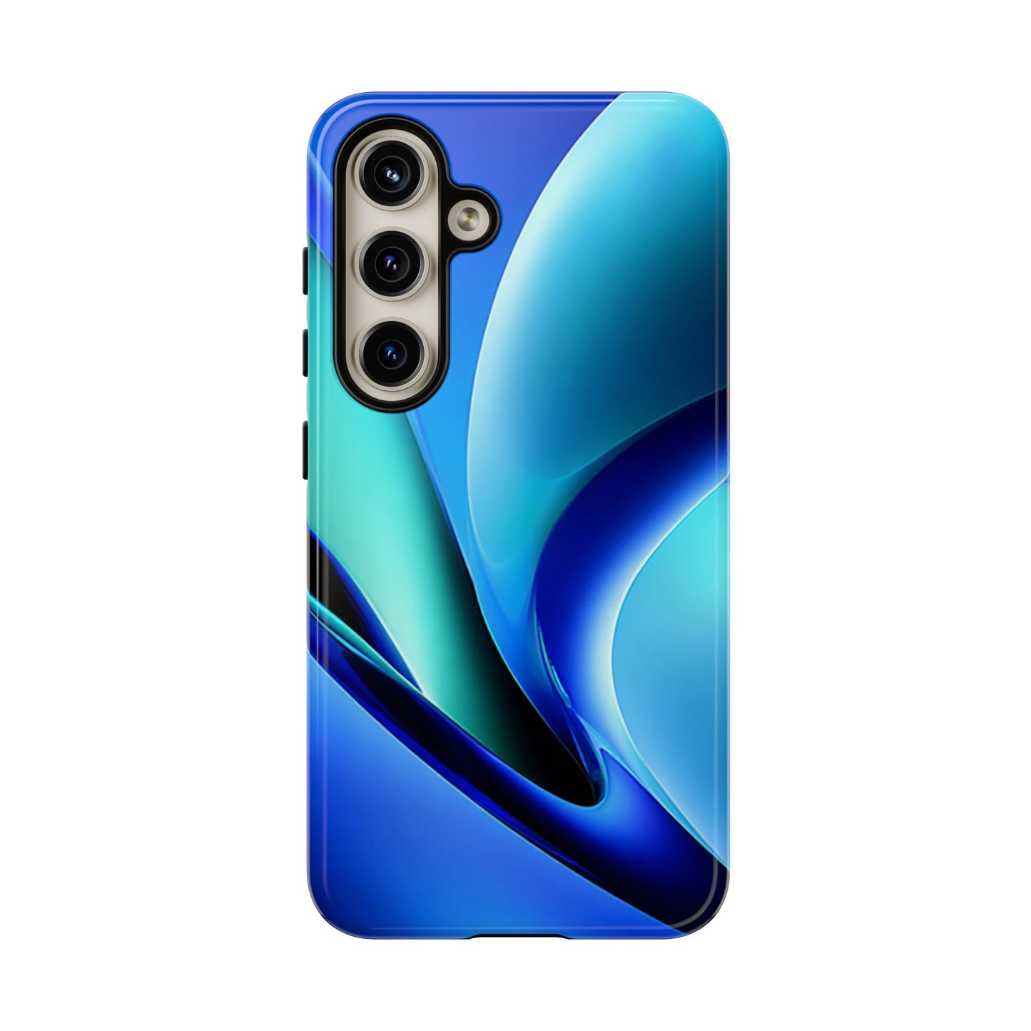 Abstract Blue/Turquoise Tough Phone Case – Compatible with iPhone & Samsung