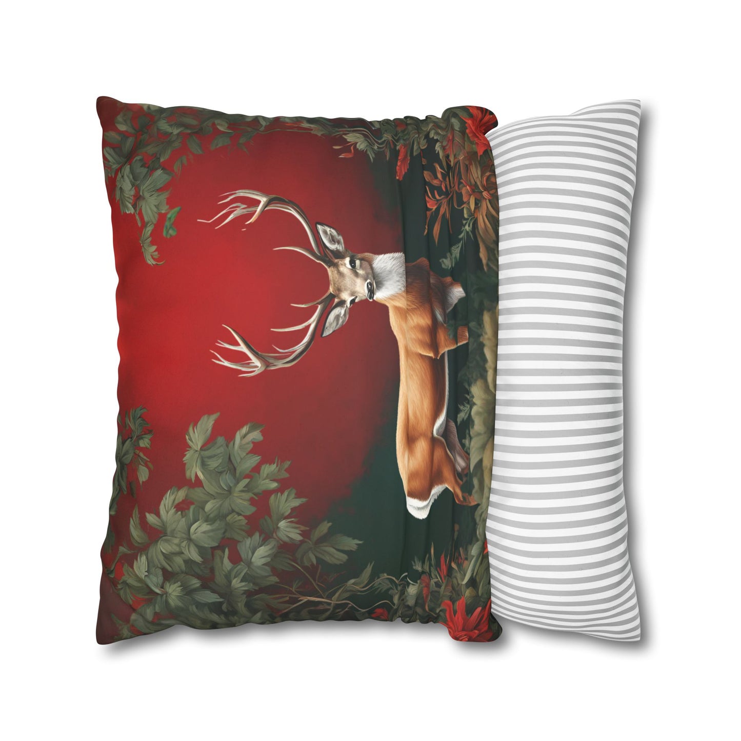 Enchanted Christmas Deer Decorative Faux Suede Pillow Cover