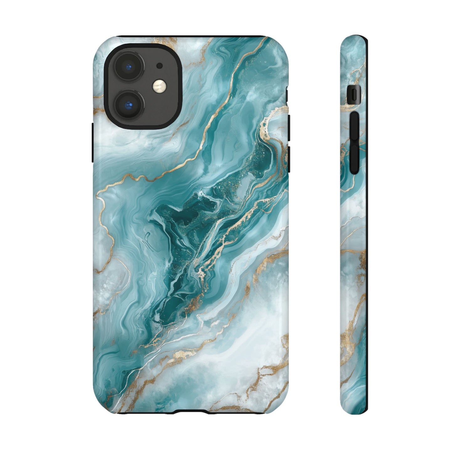 Stylish Turquoise Marbled Tough Phone Case for Ultimate Protection, iPhone or Samsung Phone Case