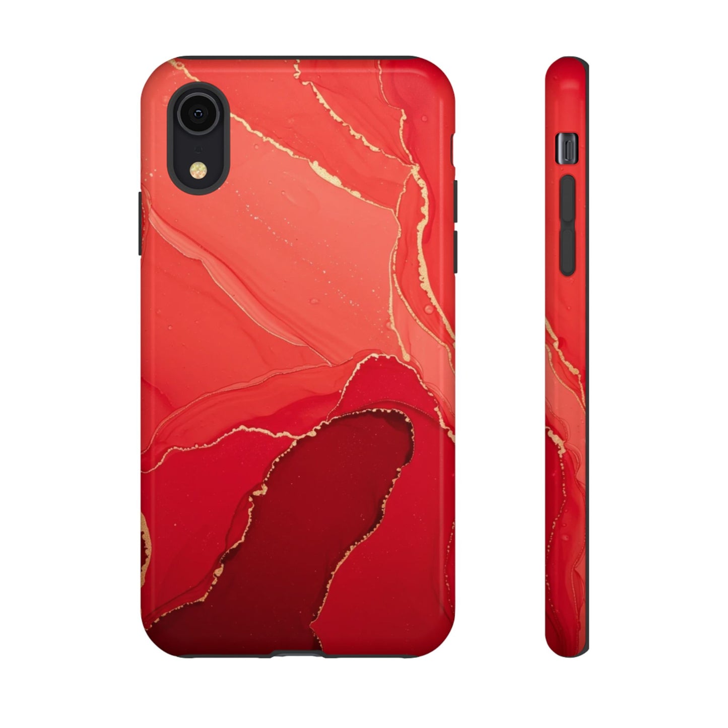 Red & Gold Marble Design - Tough Phone Case - iPhone or Samsung Phones