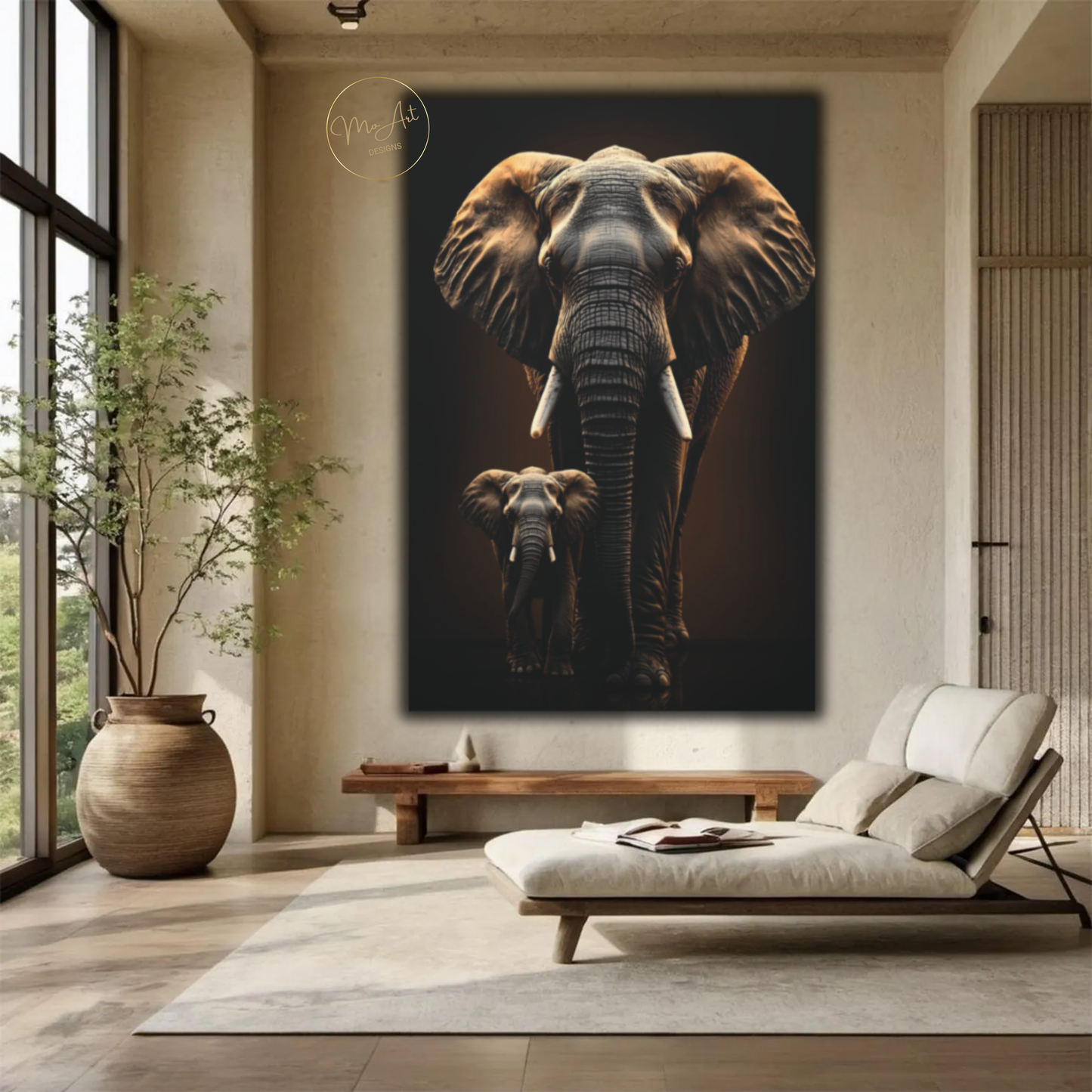 Black & Gold Elephant Wall Art – Unbreakable Bond / Canvas Print
