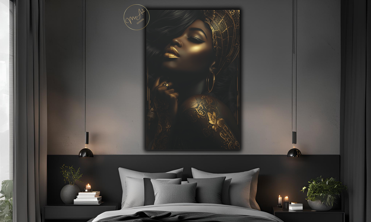 Black & Gold Illumination - Canvas Wall Art