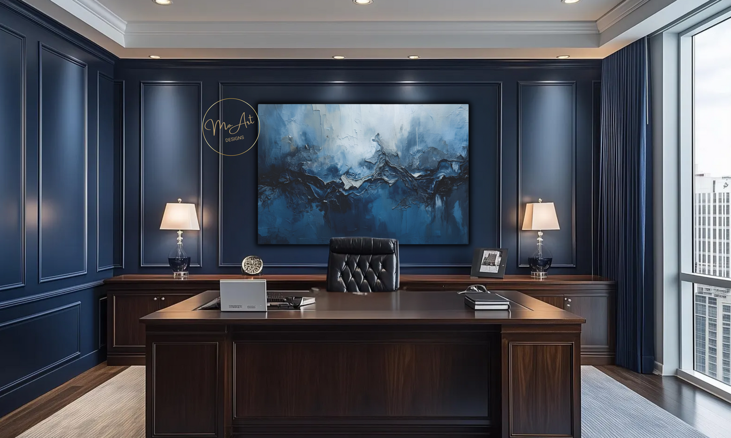 Abstract Blue & Grey Canvas Wall Art