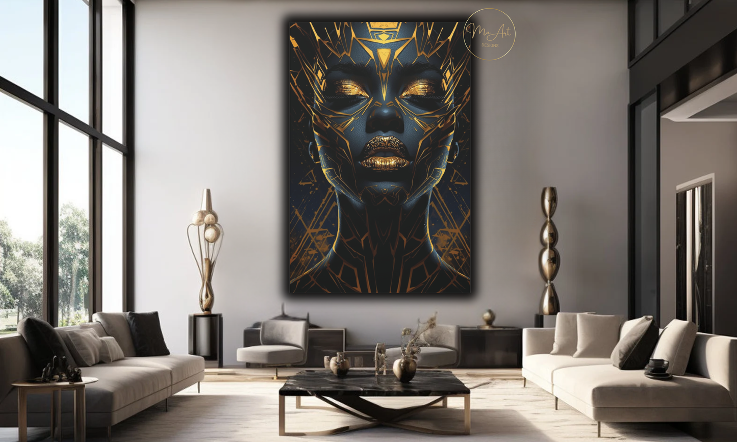 Black & Gold Woman Wall Art – Divine Authority / Canvas Print