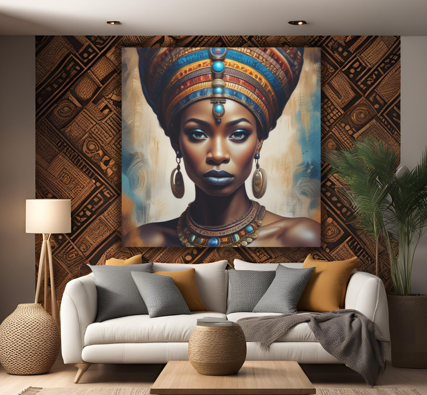 Beautiful African Woman with Hazel Eyes - Canvas Wall Art