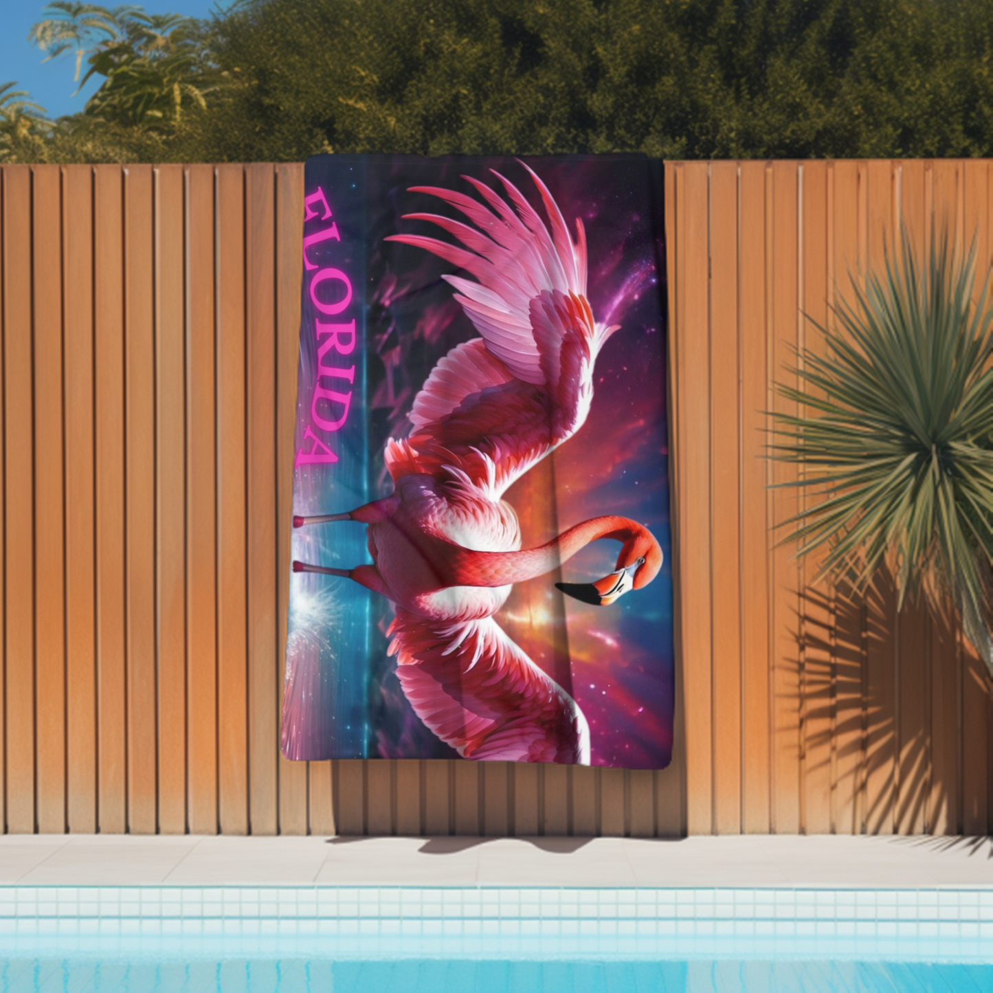 Exotic Pink Flamingo Florida - Beach Towel