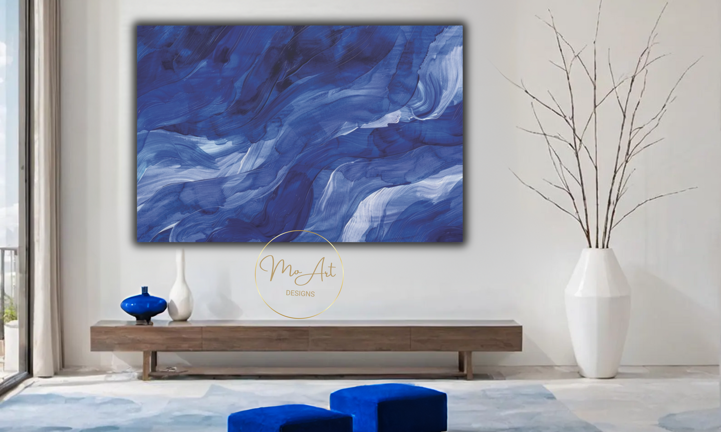 Currents of Blue Serenity – Abstract Canvas Art