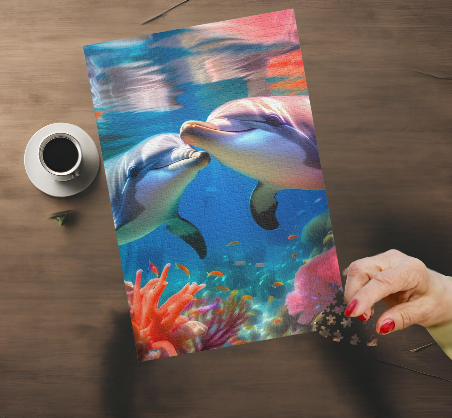 Playful Whispers: The Joy of Dolphin Love Jigsaw Puzzle