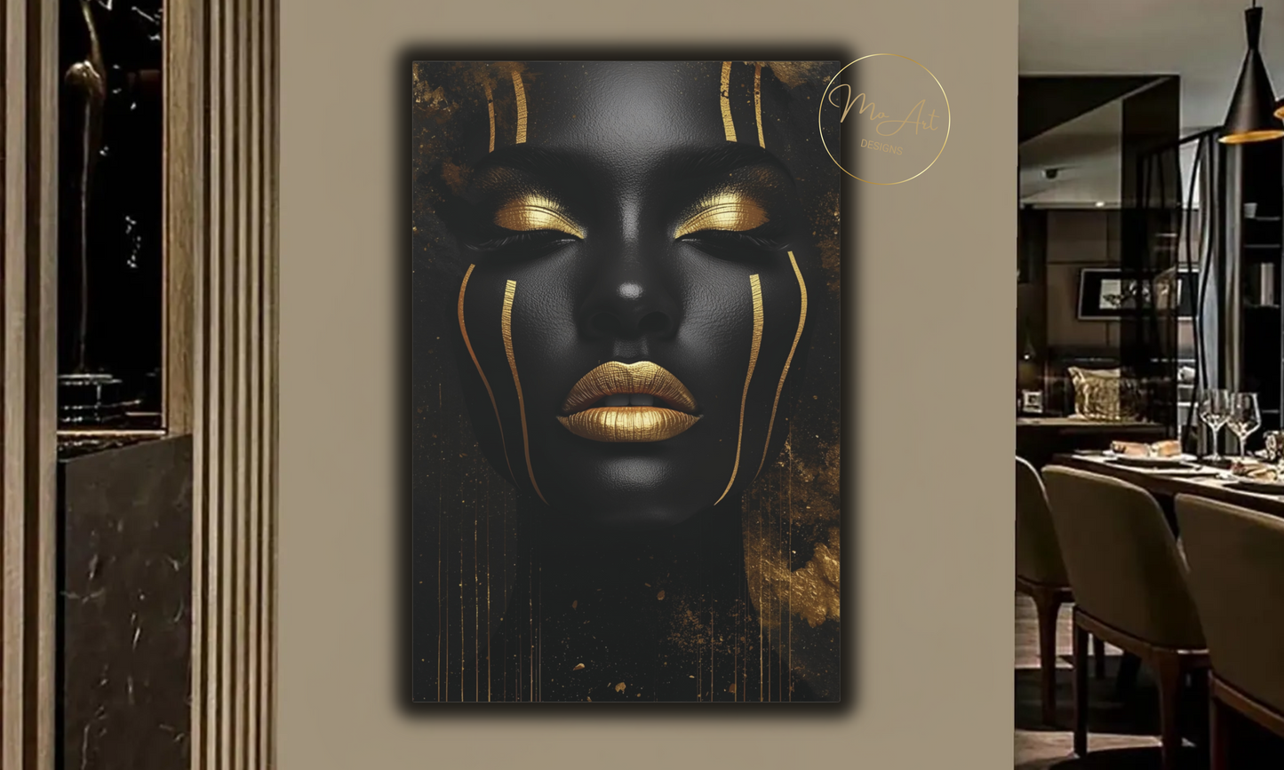 Black and Gold Woman Abstract – Luxury Canvas Wall Art
