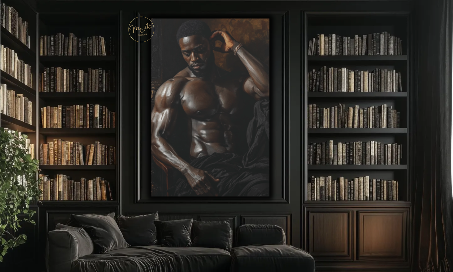 Midnight Strength – Sensual Black Man Wall Art / Canvas Print
