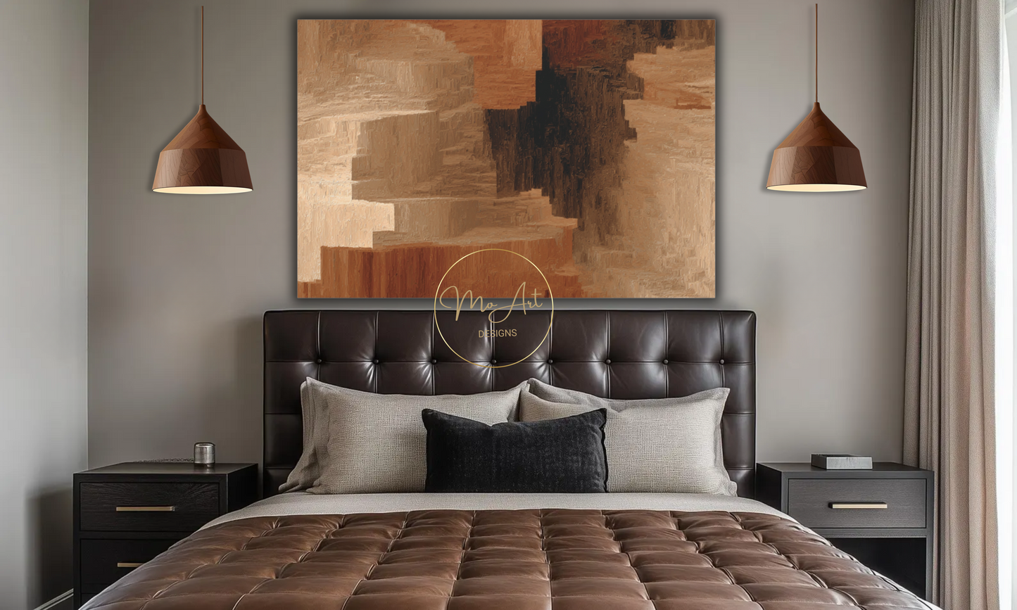 Modern Brown and Beige Abstract Canvas Wall Art