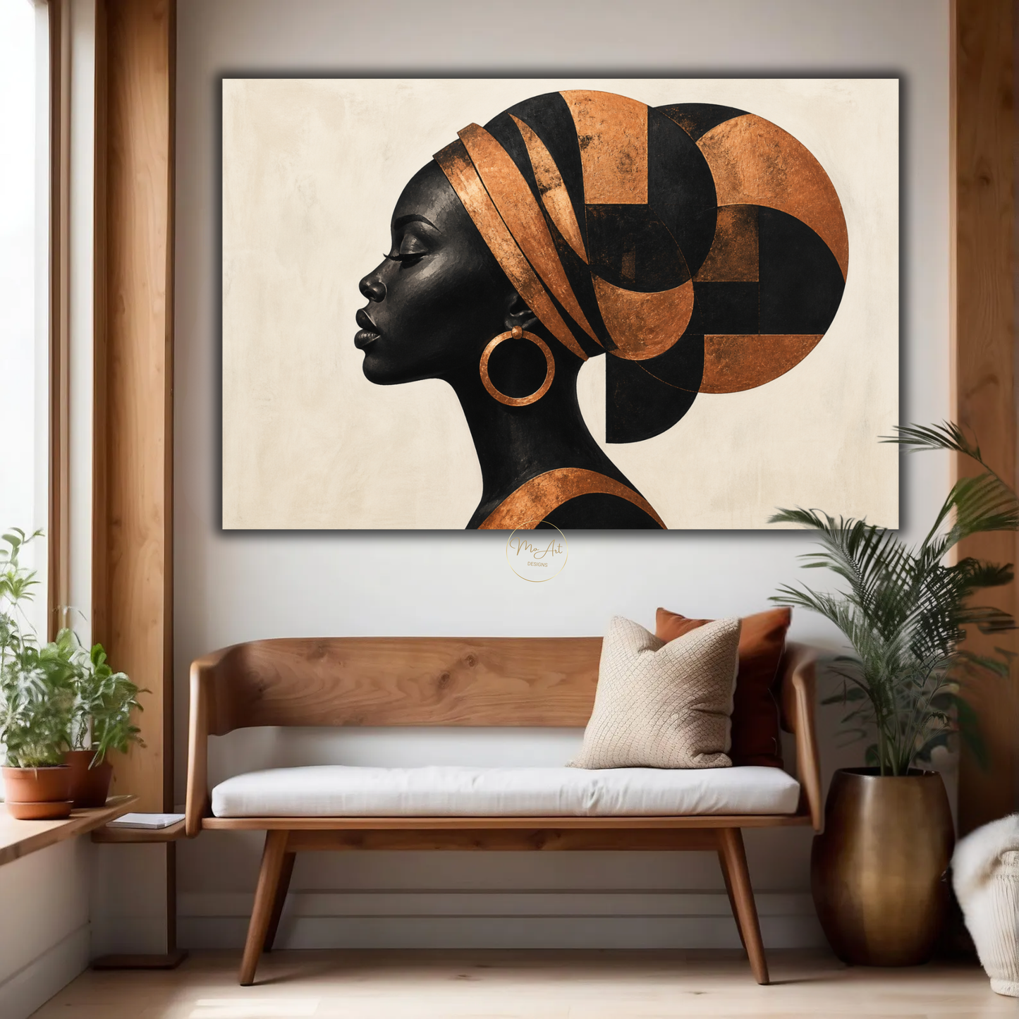 Black Woman Wall Art – Timeless Beauty | Abstract in Copper & Black Canvas Print