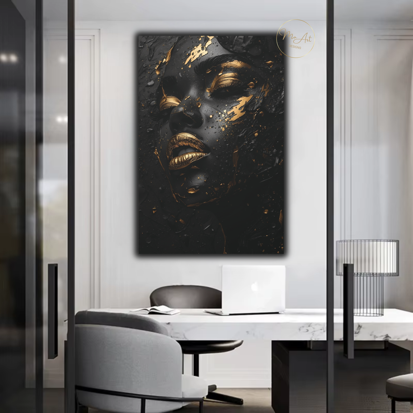 Black & Gold Woman Wall Art – Midnight Seduction in Gold / Canvas Print
