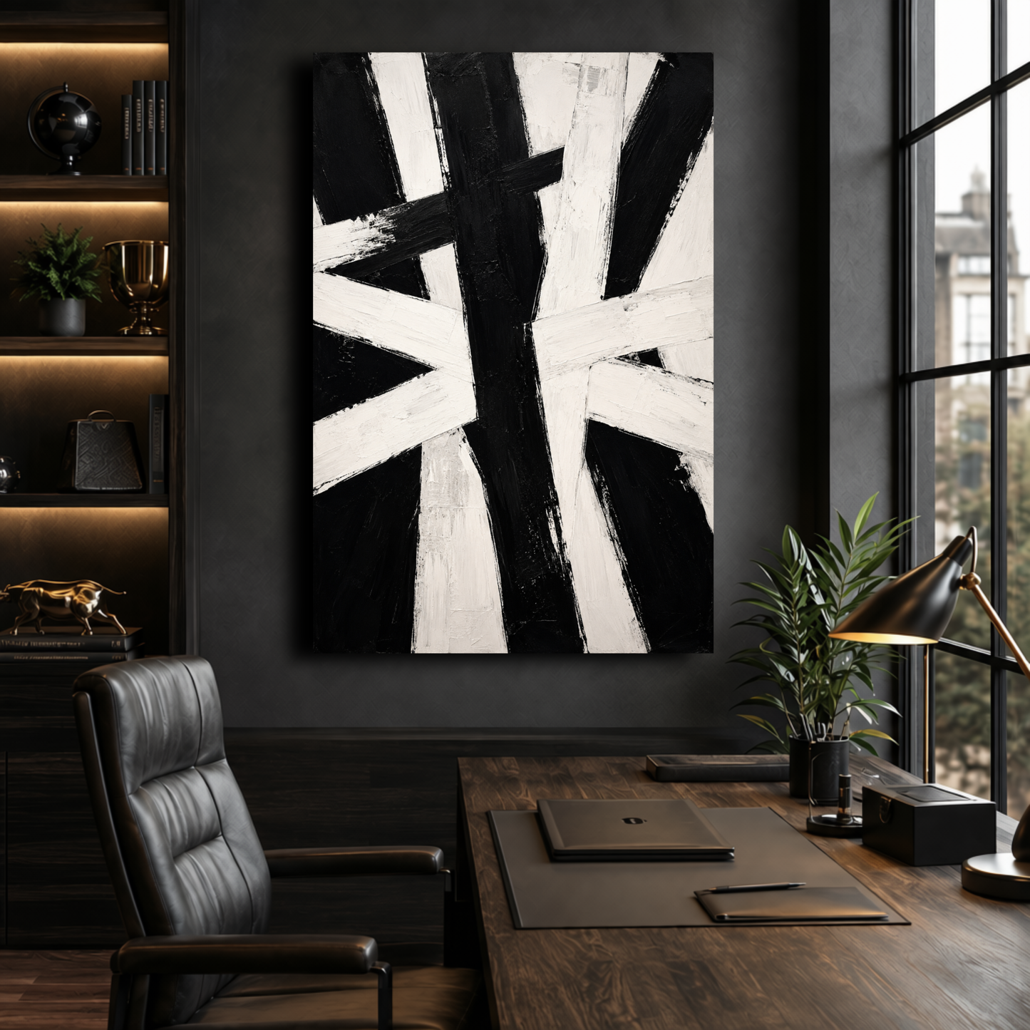 Black & White Textured Abstract Wall Art | Minimalist Monochrome Canvas Print