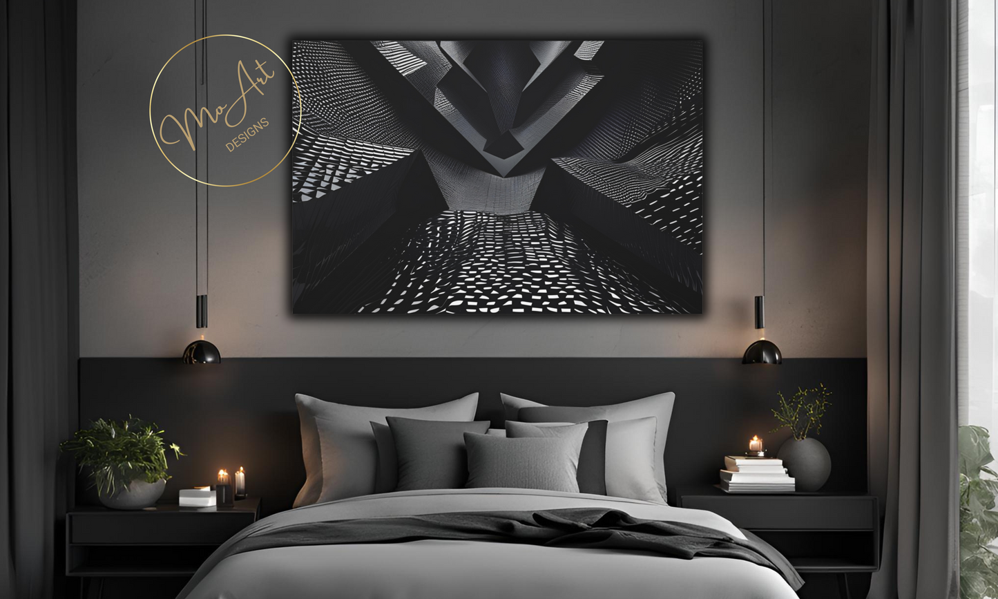 Black Futuristic Abstract  Canvas Wall Art