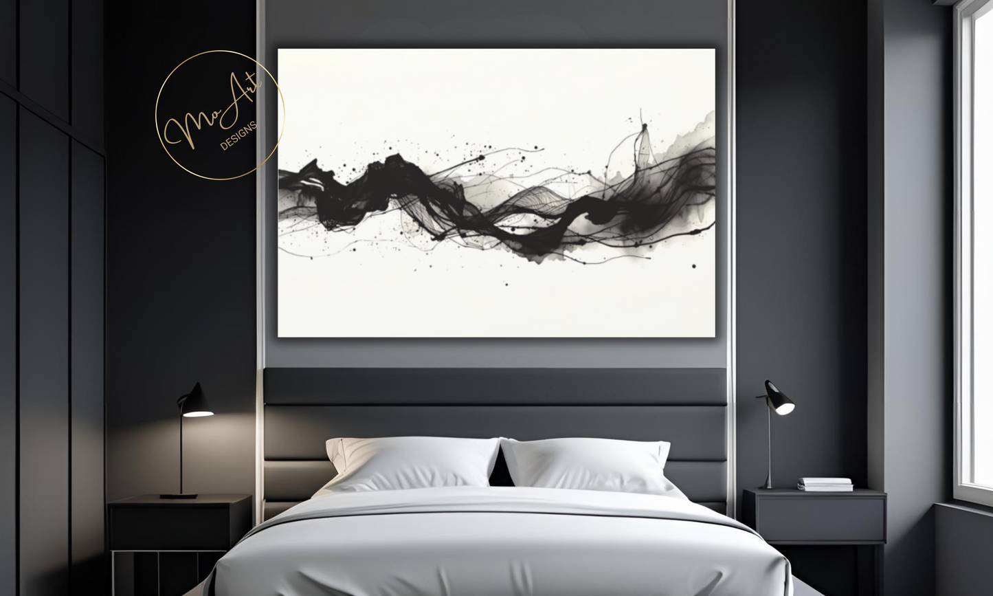 Abstract Black & White Minimalist Canvas Art